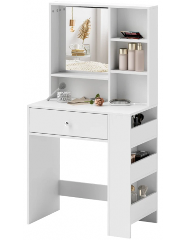 Sminkebord med spejl i møbelplade H75 - 137 x B70 x D40 cm - Hvid