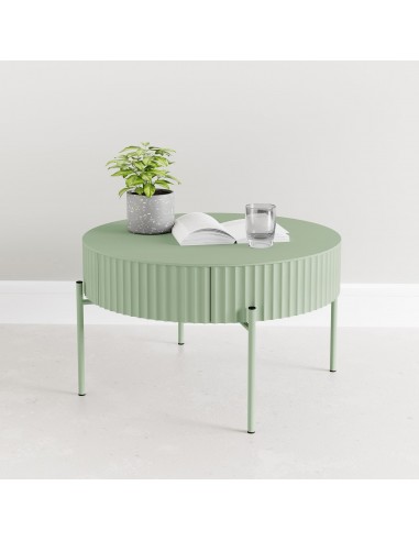 Rundt sofabord med skuffe i metal og MDF H36 x Ø60 cm - Mintgrøn