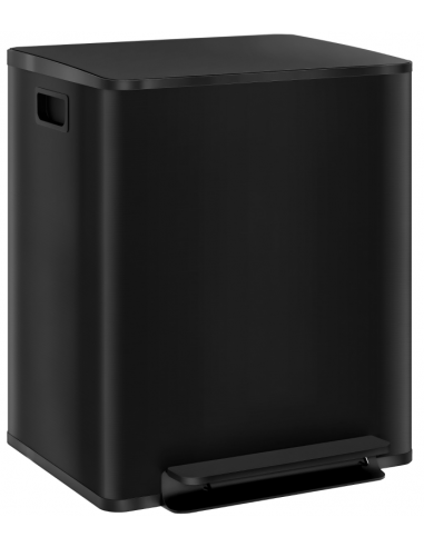 Pedalspand i rustfri stål 2 x 25 liter H55 x B47,7 x D37,5 cm - Sort