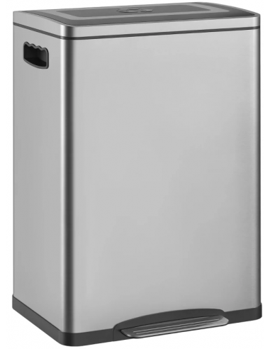 Pedalspand i rustfri stål 2 x 20 liter H59 x B40 x D34,8 cm - Sølv