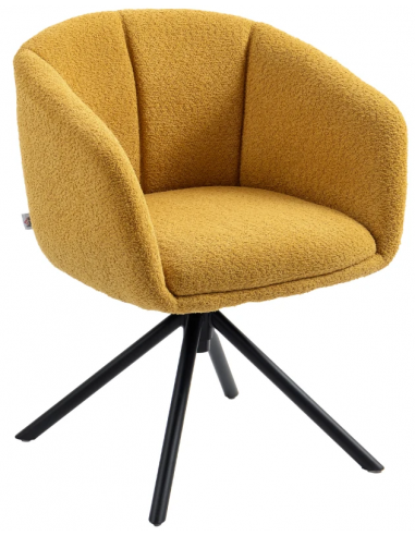 Spisebordsstol med armlæn og drejefod i metal og polyester H78,5 cm - Sort/Gul