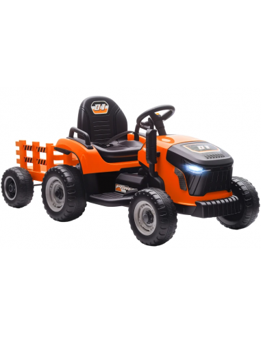 Traktor til børn 12V Elektrisk i metal og kunststof H55 x L139 x B58 cm - Orange
