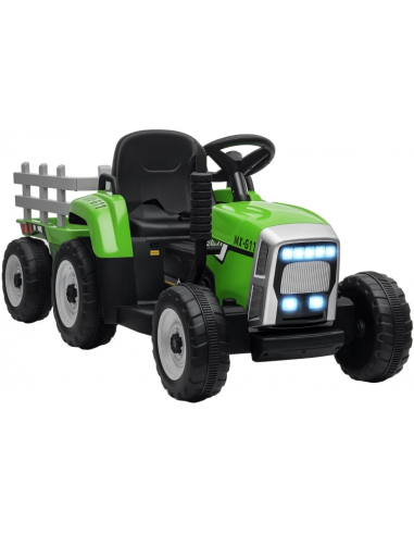 Traktor til børn 12V Elektrisk i metal og kunststof H52,5 x L136,5 x B50 cm - Grøn