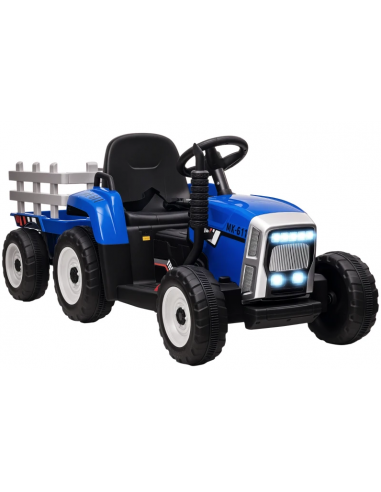 Traktor til børn 12V Elektrisk i metal og kunststof H52,5 x L136,5 x B50 cm - Blå