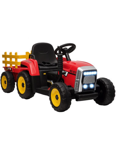 Traktor til børn 12V Elektrisk i metal og kunststof H52,5 x L136,5 x B50 cm - Rød