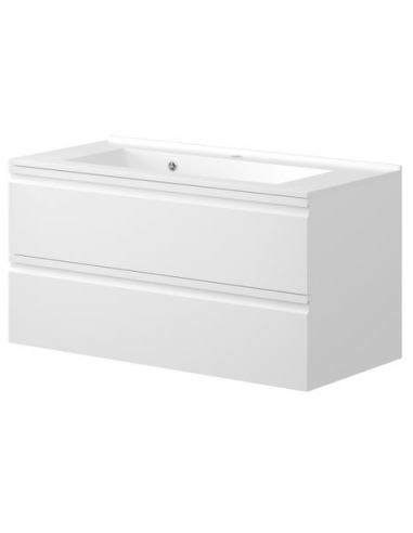 Komplet badmiljø i MDF og keramik H51 x B100,5 cm - Mat hvid