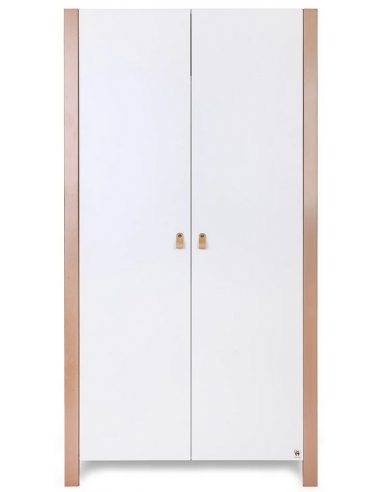 Klædeskab til børneværelset i bøgetræ og MDF H179 x B95,5 x D47 cm - Hvid/Bøg