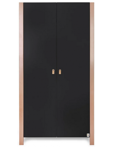 Klædeskab til børneværelset i bøgetræ og MDF H179 x B95,5 x D47 cm - Antracit/Bøg