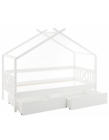 Børneseng husseng med skuffer i fyrretræ 200 x 90 cm - Hvid
