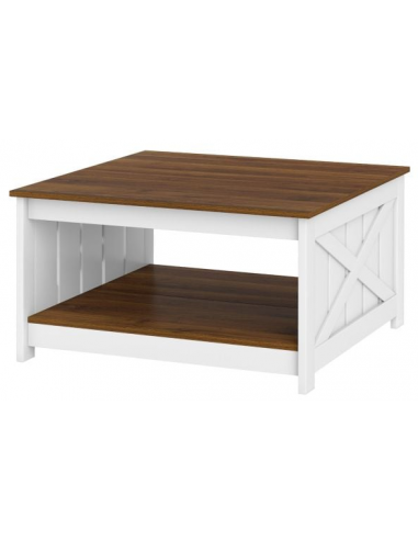 Sofabord i MDF og møbelplade H44 x B78 x D78 cm - Hvid/Brun