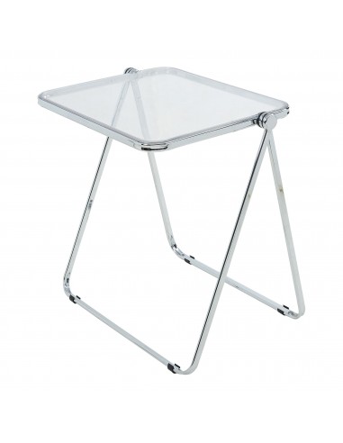 Sidebord i metal og akryl sammenklappeligt H68 x B70 x D49 cm - Krom/Klar