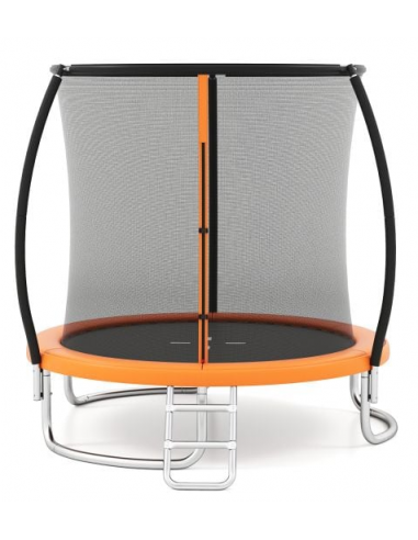 Luksus trampolin med sikkerhedsnet H240 x Ø244 cm - Orange