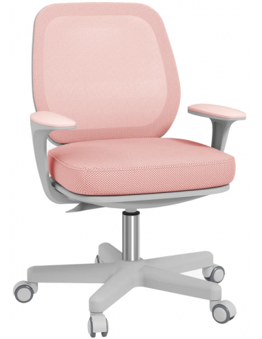 Kontorstol i kunststof og polyester H82,5 - 94,5 cm - Grå/Rosa