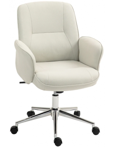 Kontorstol i metal og microfiber H92 - 102 cm - Krom/Cremehvid