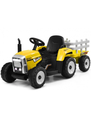 Traktor til børn 12V Elektrisk i metal og kunststof H52,5 x L136,5 x B50 cm - Gul
