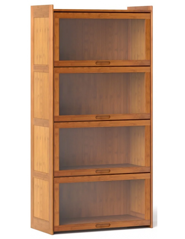 Vitrineskab i bambus og akryl H140 x B69 x D34,5 cm - Brun