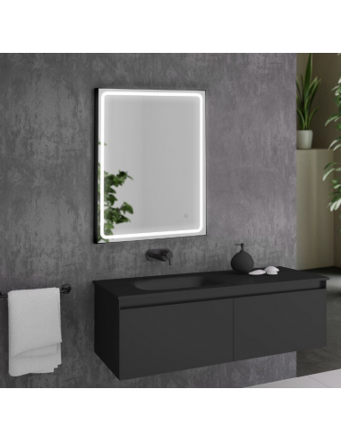 MIA-1 Badeværelsesspejl med lys 60 x 80 cm 4000K - Mat sort