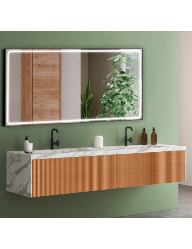 MIA-1 Badeværelsesspejl med lys 80 x 140 cm 4000K - Mat sort