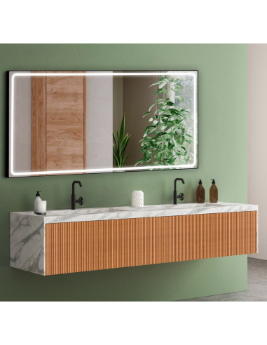 MIA-1 Badeværelsesspejl med lys 80 x 160 cm 4000K - Mat sort