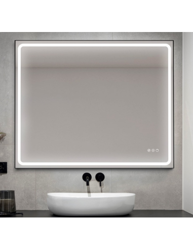 MIA-3 Badeværelsesspejl med lys 80 x 100 cm 3000 - 6000K - Mat sort