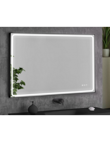 MIA-3 Badeværelsesspejl med lys 80 x 120 cm 3000 - 6000K - Mat sort