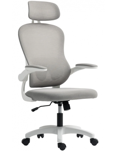 Kontorstol i kunststof og polyester H107 - 121 cm - Hvid/Grå