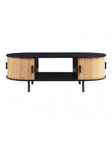 TVEDE Sofabord i metal og MDF H40 x B120 x D55 cm - Sort/Natur