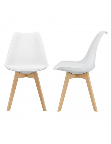 Sæt med 2 x spisebordsstole i bøgetræ og kunststof H82 cm - Natur/Hvid