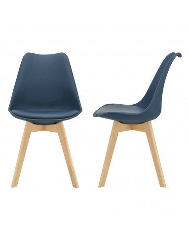 Sæt med 2 x spisebordsstole i bøgetræ og kunststof H82 cm - Natur/Blå