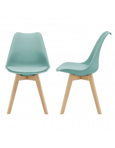 Sæt med 2 x spisebordsstole i bøgetræ og kunststof H82 cm - Natur/Mintgrøn
