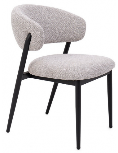 CASSY Spisebordsstol i stål og bouclé polyester H80 cm - Sort/Grå