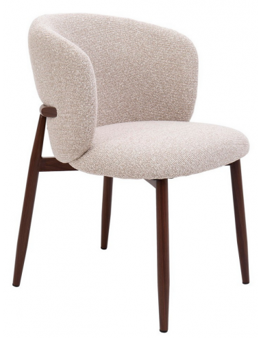 AMALIE Spisebordsstol i stål og bouclé polyester H80,5 cm - Valnød/Natur