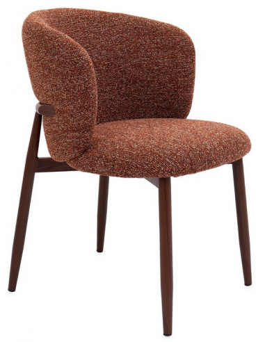 AMALIE Spisebordsstol i stål og bouclé polyester H80,5 cm - Valnød/Terracotta