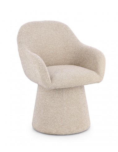 TARA Spisebordsstol med armlæn og drejefod i bouclé polyester H81,5 cm - Beige