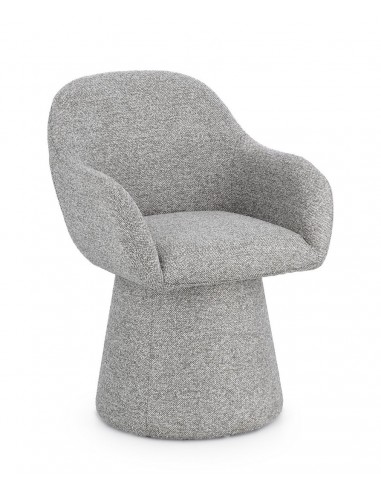 TARA Spisebordsstol med armlæn og drejefod i bouclé polyester H81,5 cm - Grå
