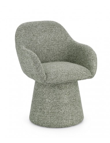 TARA Spisebordsstol med armlæn og drejefod i bouclé polyester H81,5 cm - Grøn