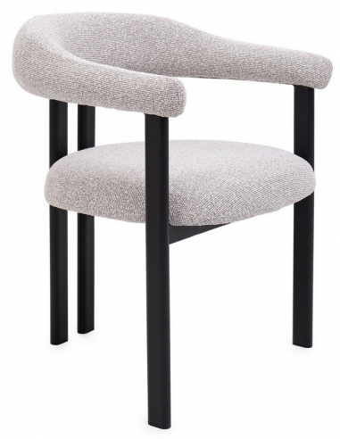 DITTA Spisebordsstol i stål og bouclé polyester H80 cm - Sort/Grå
