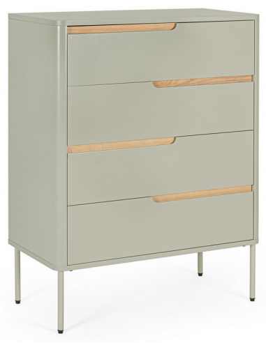 NATHAN Kommode i stål og MDF H105 x B80 cm - Sandgrå/Natur