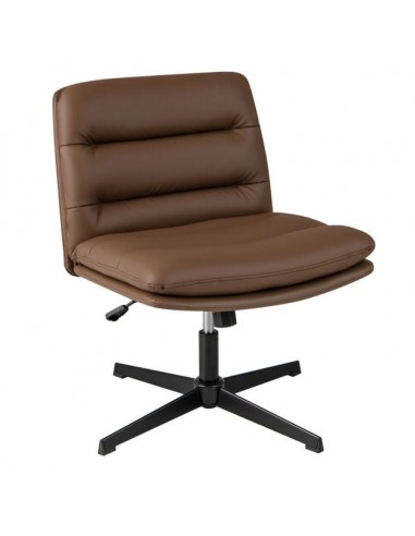 Lænestol med drejefod i metal og PU-læder H78 - 88 cm - Sort/Brun