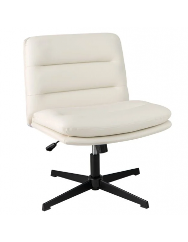 Lænestol med drejefod i metal og PU-læder H78 - 88 cm - Sort/Hvid