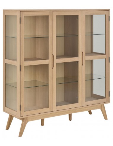 Vitrineskab i egetræsfinér og glas H148 cm - Hvidpigmenteret eg