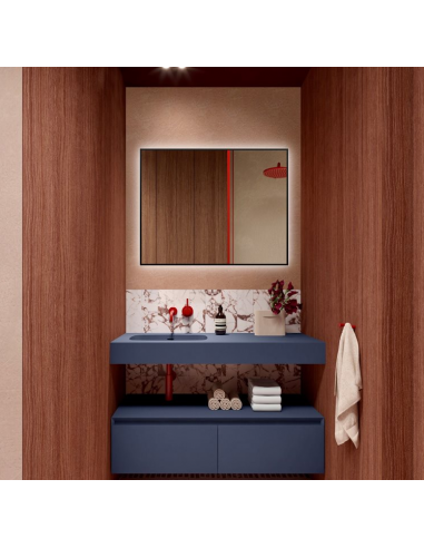 FRIDA Badeværelsesspejl med lys 80 x 100 cm 4000K - Sort