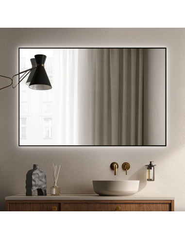 FRIDA Badeværelsesspejl med lys 80 x 120 cm 4000K - Sort