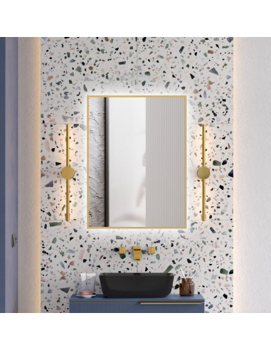 FRIDA Badeværelsesspejl med lys 80 x 60 cm 4000K - Guld