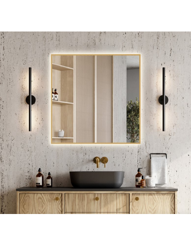 FRIDA Badeværelsesspejl med lys 80 x 80 cm 4000K - Guld