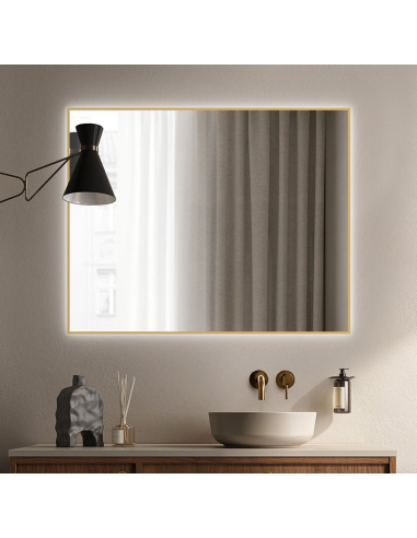 FRIDA Badeværelsesspejl med lys 80 x 100 cm 4000K - Guld