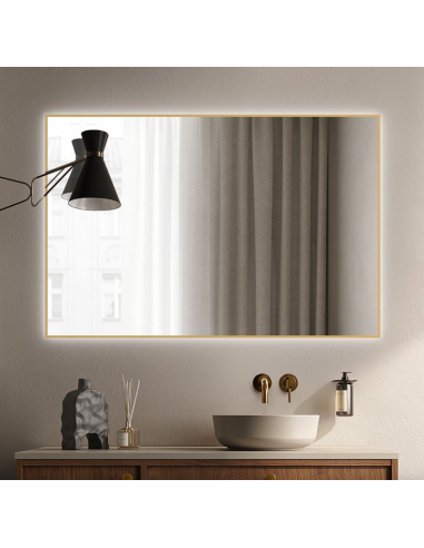 FRIDA Badeværelsesspejl med lys 80 x 120 cm 4000K - Guld