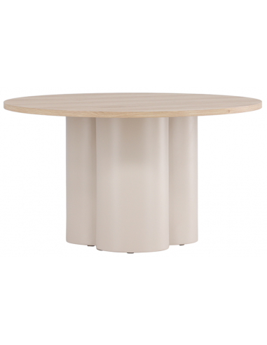 LIVIA Rundt sofabord i mdf H45 x Ø80 cm - Beige/Hvidpudset