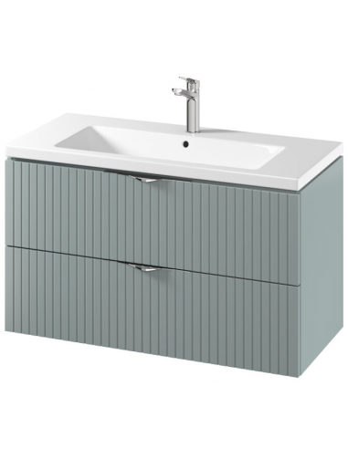 TIRSO Komplet badmiljø i MDF og keramik B100 cm - Salvie grøn