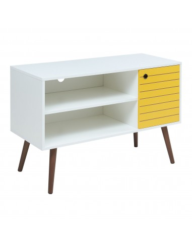 VARI Tvbord i træ og møbelplade H65,5 x B100 x D40 cm - Hvid/Brun/Gul